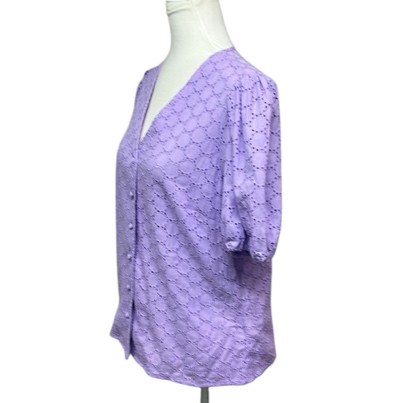 Frnch Paris Eyelet Blouse Purple - Picture 2 of 6